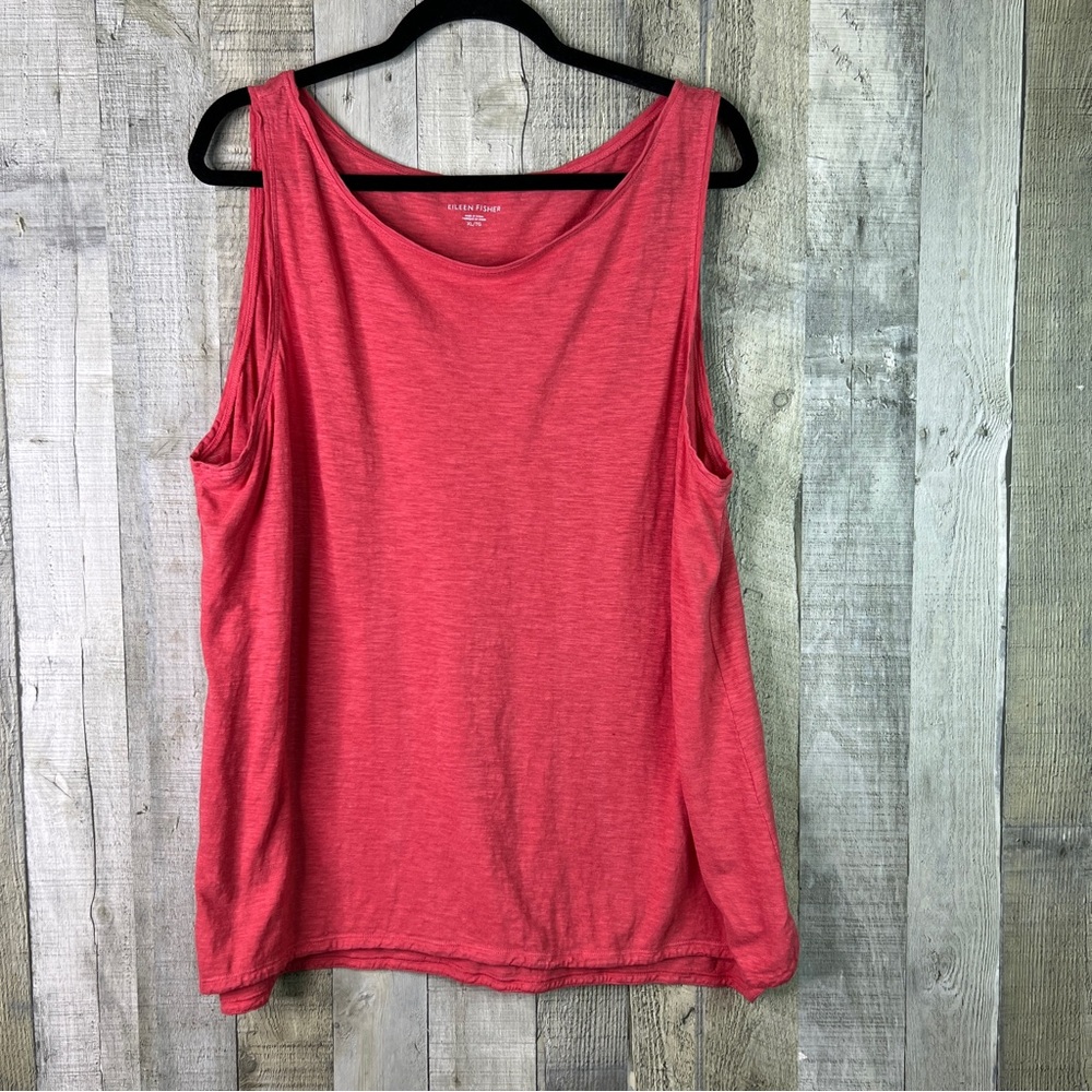 Eileen Fisher XL Heathered Burnout “Coral” Tank Tunic Top